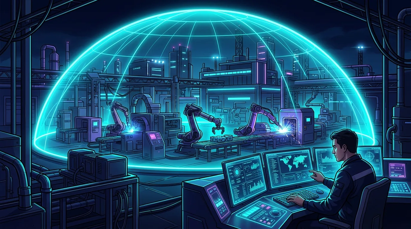 Usine industrielle protégée par un périmètre de cybersécurité OT