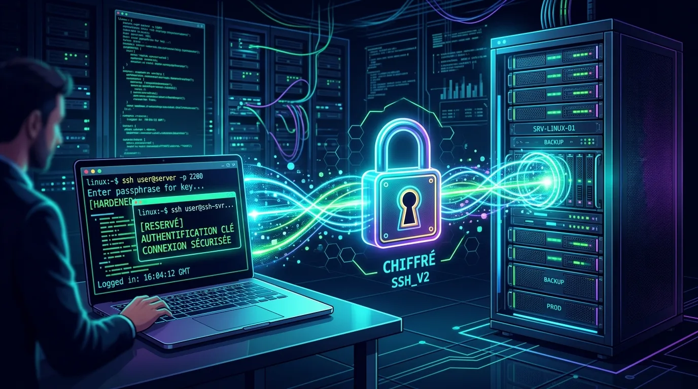 Tunnel SSH chiffré entre un poste et un serveur durci